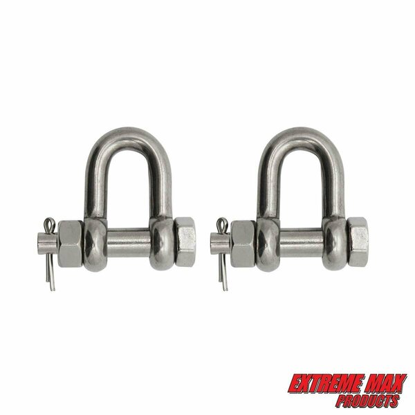 Extreme Max Extreme Max 3006.8345.2 BoatTector Stainless Steel Bolt-Type Chain Shackle - 3/8", 2-Pack 3006.8345.2
